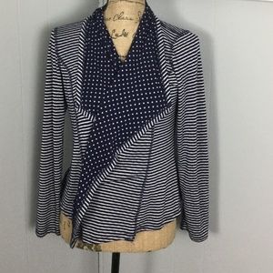 Market & Spruce M Navy striped wrap jacket. EUC